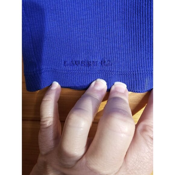 LAUREN RALPH LAUREN Womens Size Medium BLUE COTTON RIBBED KNIT -TANK TOP - Picture 7 of 9